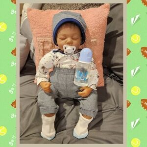 Reborn Baby Doll Boy African American Silicone Vinyl 22" Lifelike Newborn